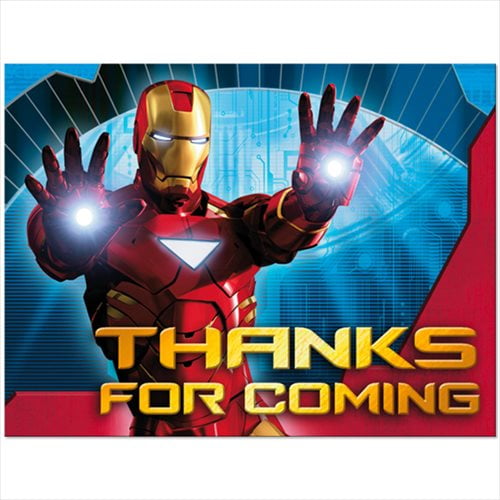 Iron Man 2 Marvel Superhero Avengers Kids Birthday Party Thank You Notes Cards
